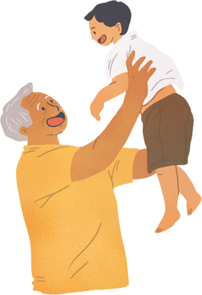 Textured Organic Old Man Holding Baby